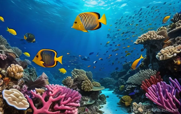 키리바시 힐링 여행 코스 - **Prompt:** A breathtaking wide-angle shot of a pristine, untouched white sand beach in Kiribati dur...