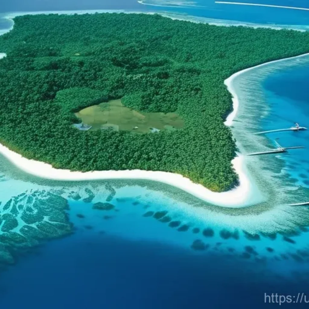 태평양 전쟁과 키리바시 - "Sapphire Pearls of the Pacific: A Strategic Crossroads"**

**Prompt:** A vibrant, sun-drenched aeri...