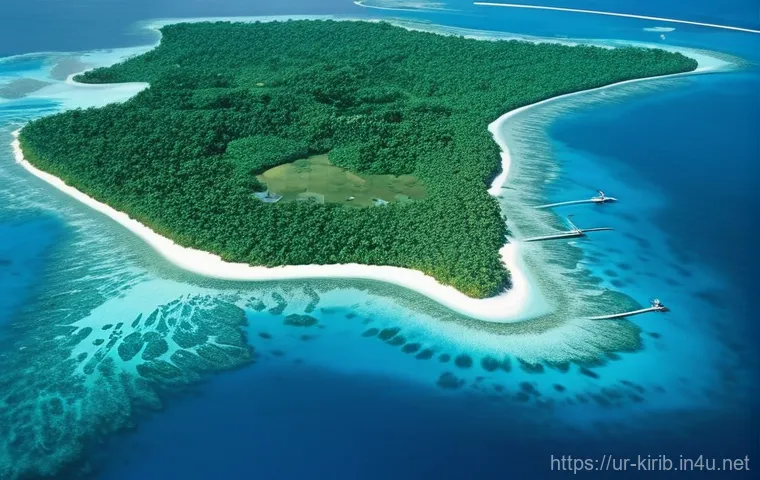 태평양 전쟁과 키리바시 - "Sapphire Pearls of the Pacific: A Strategic Crossroads"**

**Prompt:** A vibrant, sun-drenched aeri...