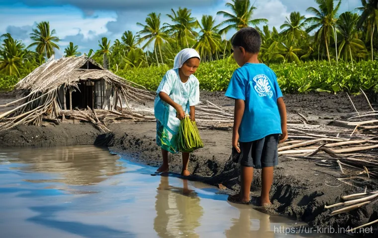 태평양 전쟁과 키리바시 - "Tarawa's Fiery Embrace: A Battle for Survival"**

**Prompt:** A gritty, mid-shot image depicting th...