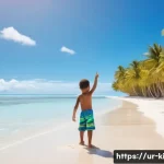 키리바시 추천 여행 시즌 - **Image Prompt 1: "A serene, sun-drenched beach scene in Kiribati during the dry season (May-October...